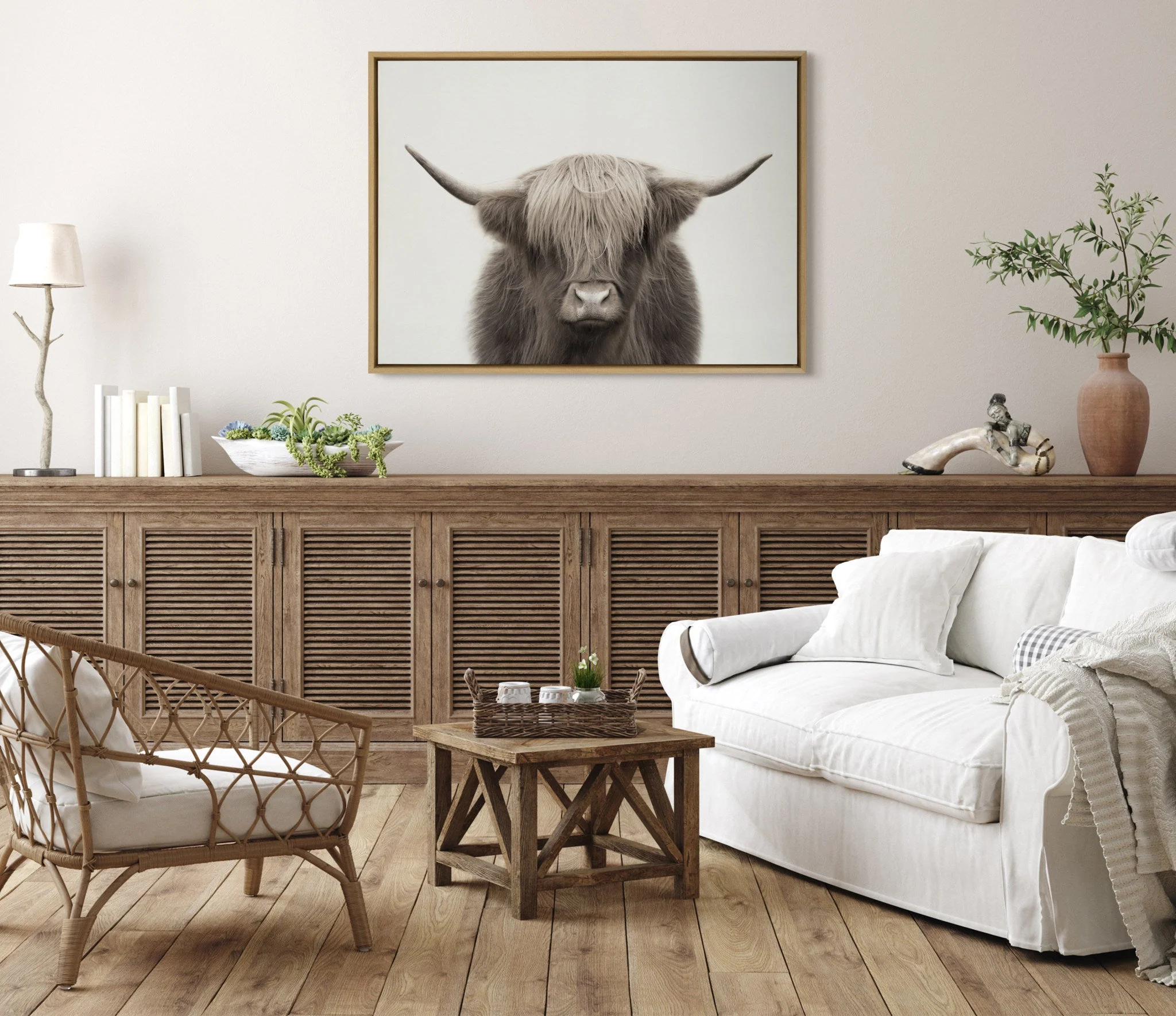 Sylvie Hey Dude Highland Cow Color Framed Canvas by The Creative Bunch Studio - Image 9