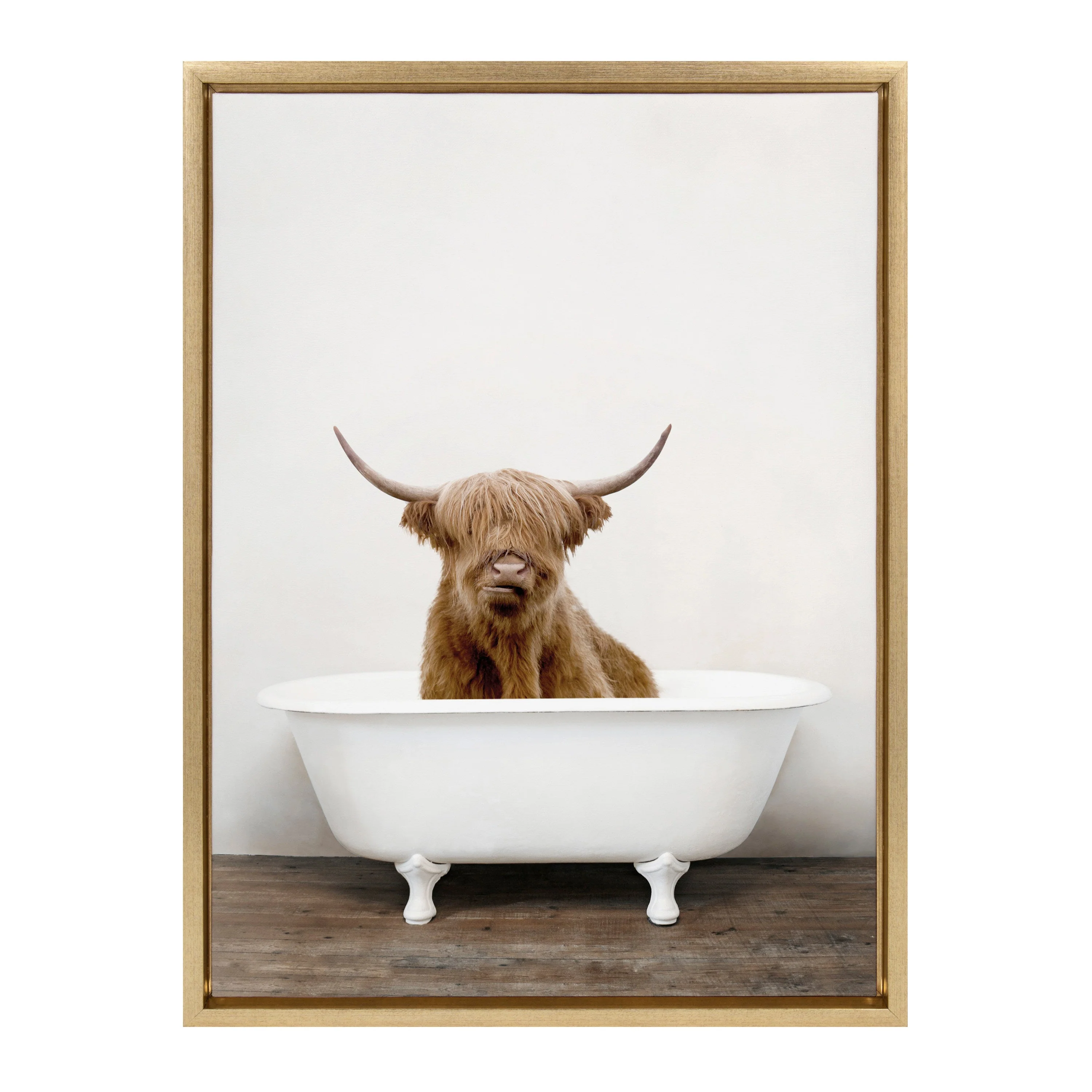 Sylvie Highland Cow in Tub Color Framed Canvas by Amy Peterson Art Studio - Image 32