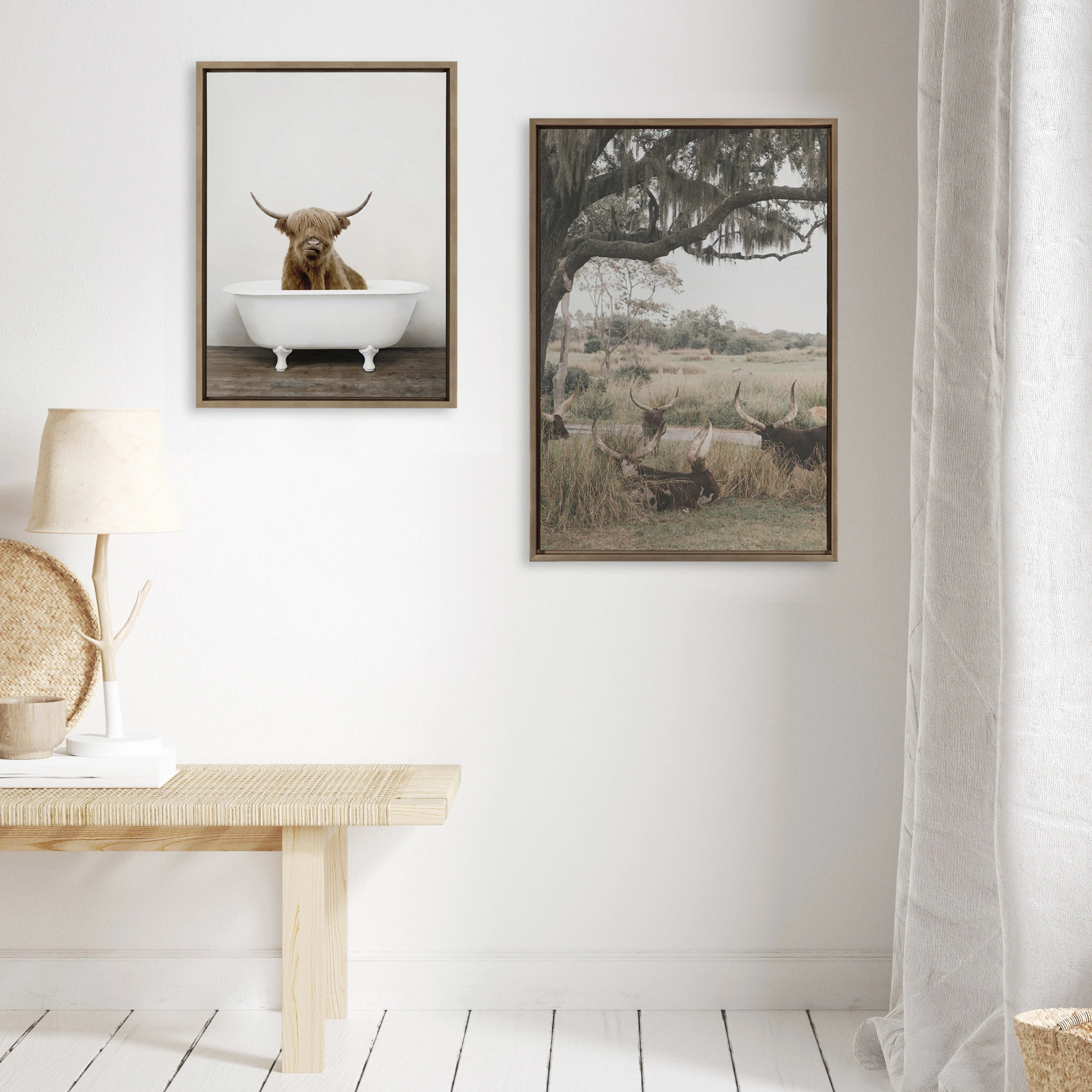 Sylvie Highland Cow in Tub Color Framed Canvas by Amy Peterson Art Studio - Image 41