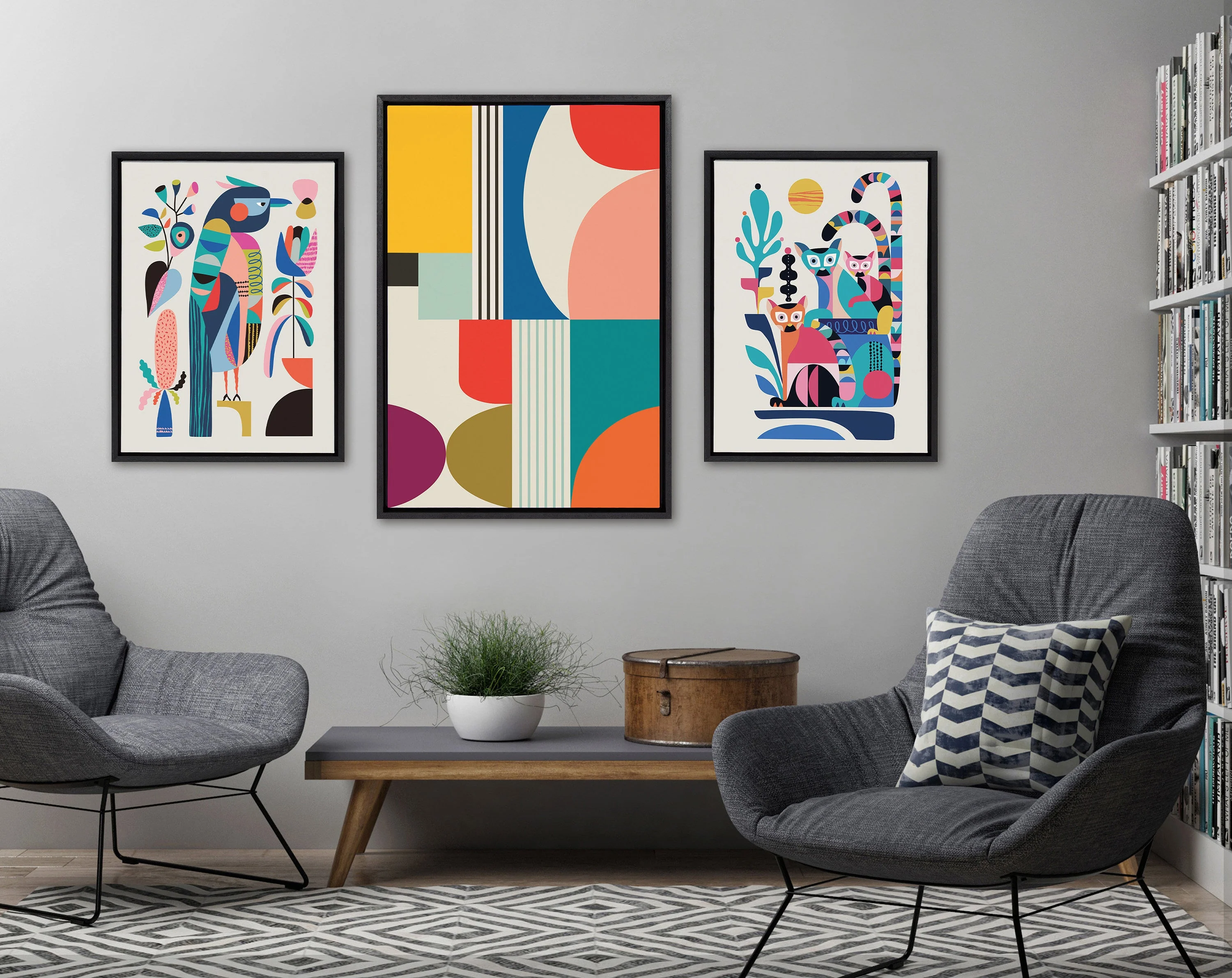 Sylvie Mid Century Modern Pattern Framed Canvas by Rachel Lee of My Dream Wall - Image 41