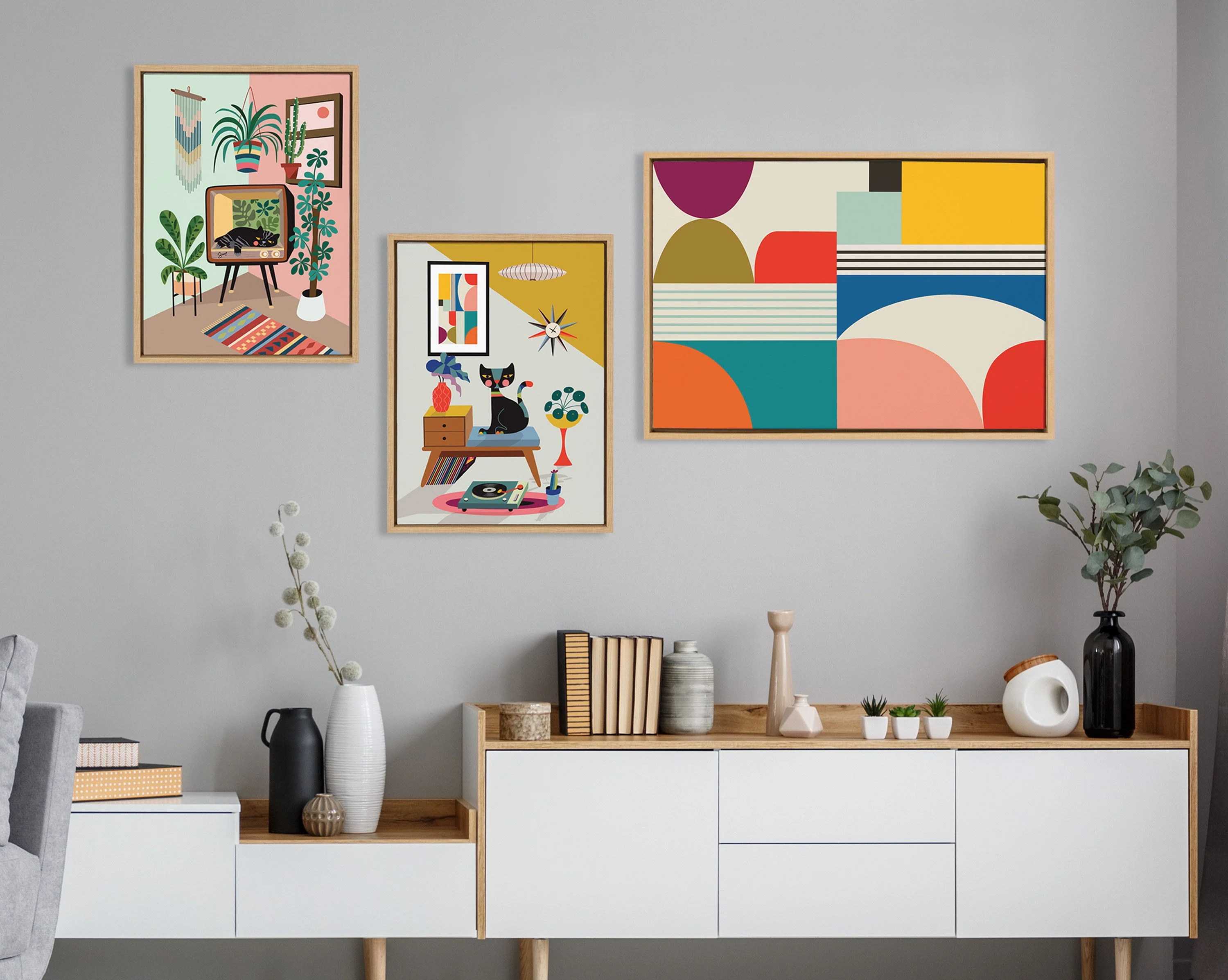 Sylvie Mid Century Modern Pattern Framed Canvas by Rachel Lee of My Dream Wall - Image 47
