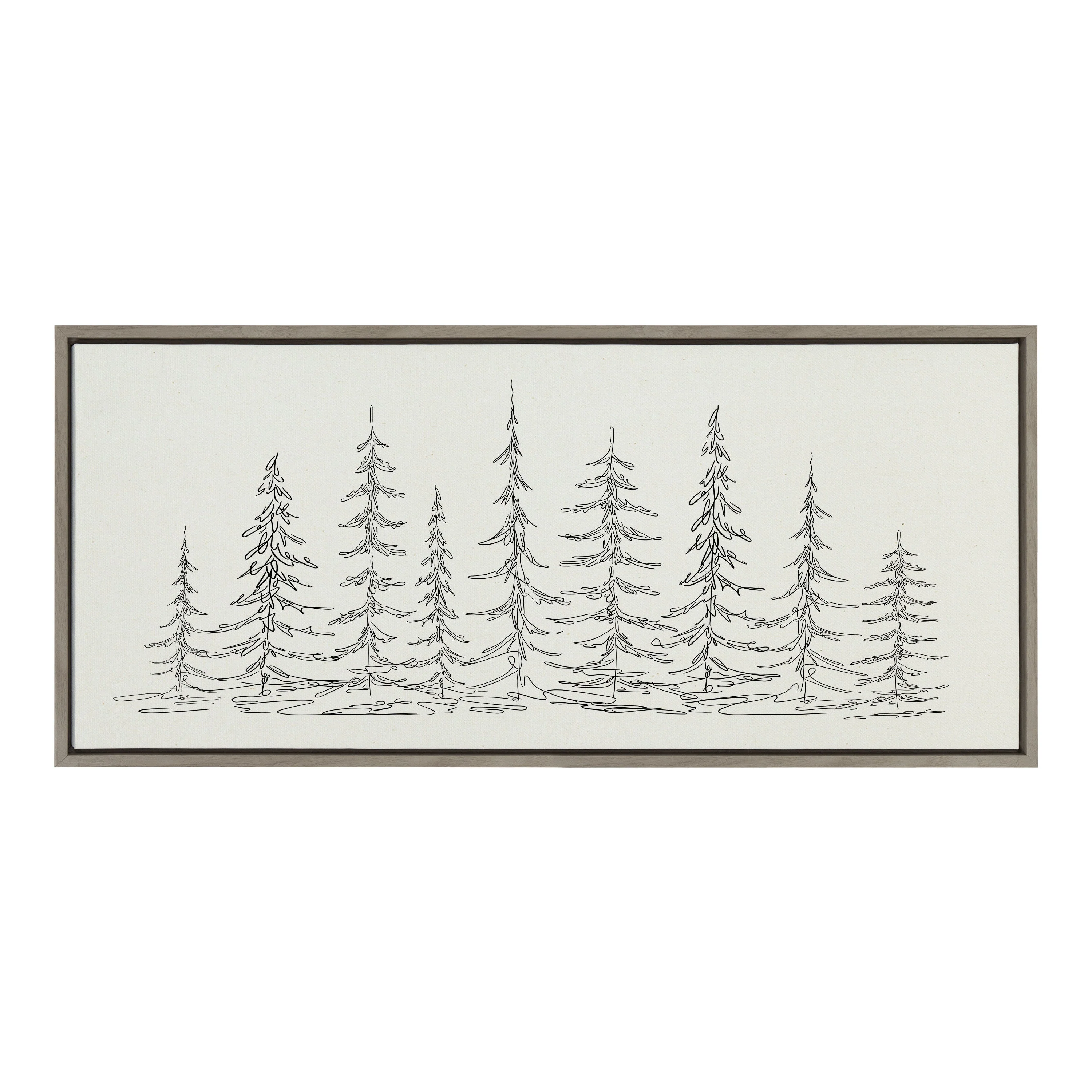 Sylvie Minimalist Evergreen Trees Sketch Framed Canvas by The Creative Bunch Studio - Image 28