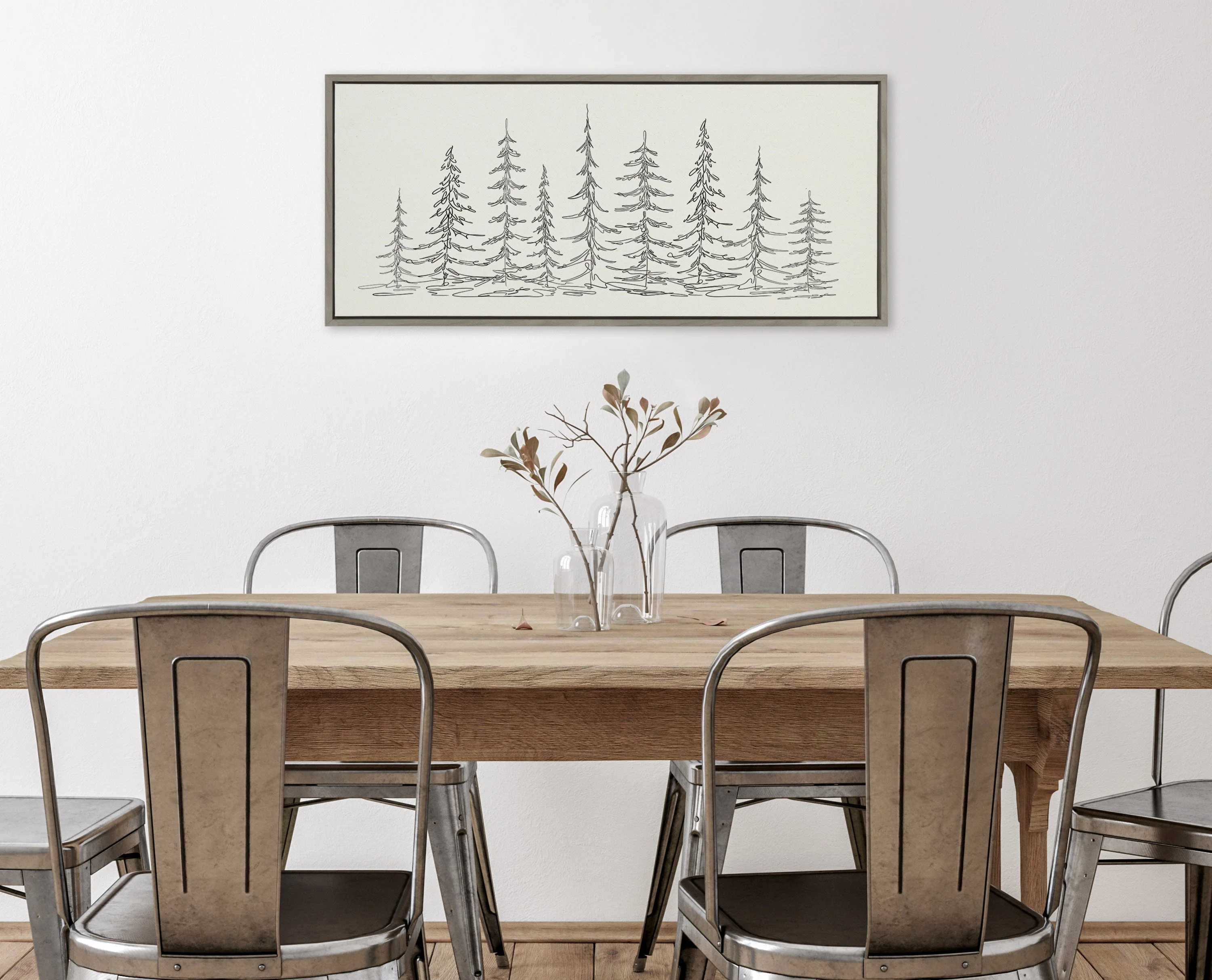 Sylvie Minimalist Evergreen Trees Sketch Framed Canvas by The Creative Bunch Studio - Image 30