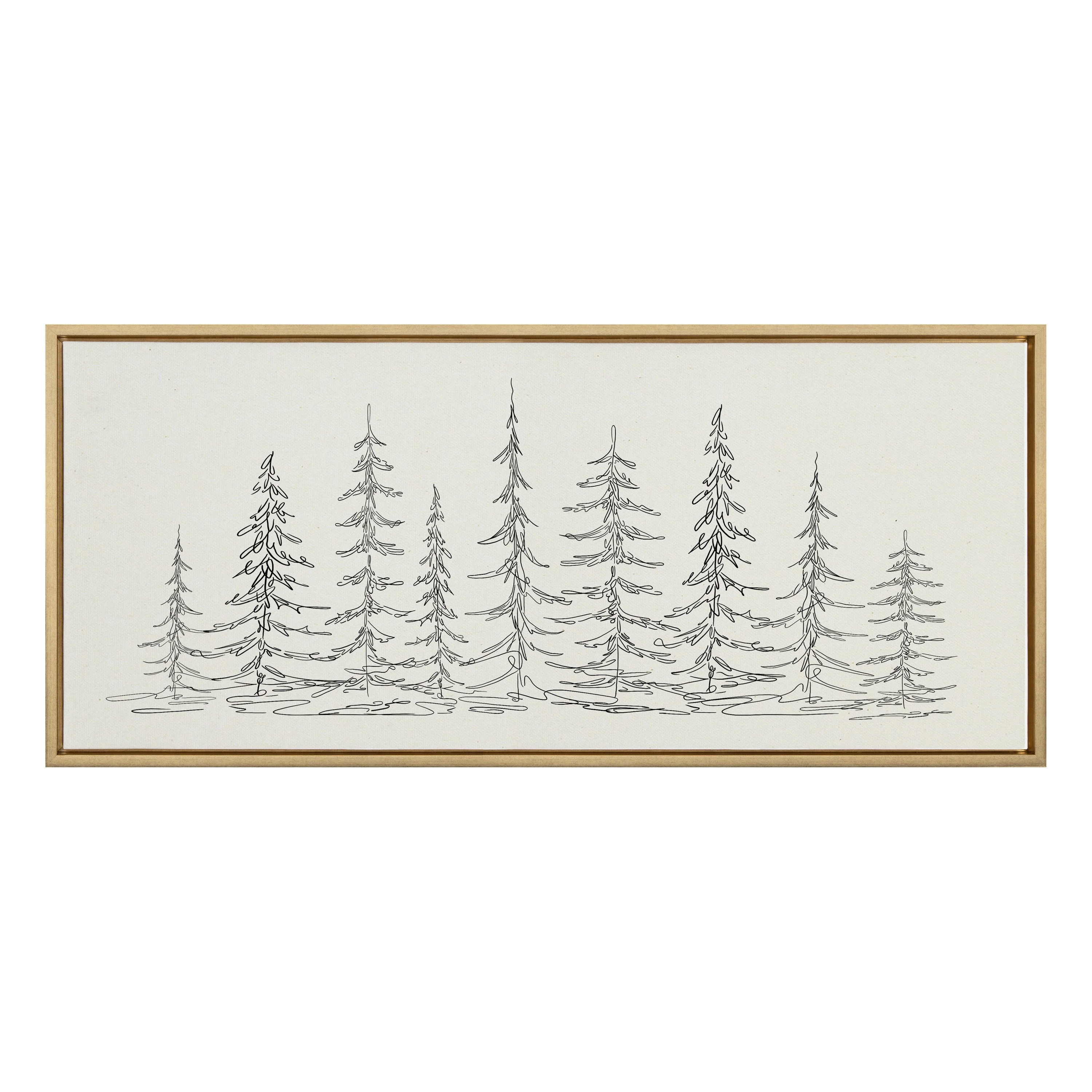 Sylvie Minimalist Evergreen Trees Sketch Framed Canvas by The Creative Bunch Studio - Image 62