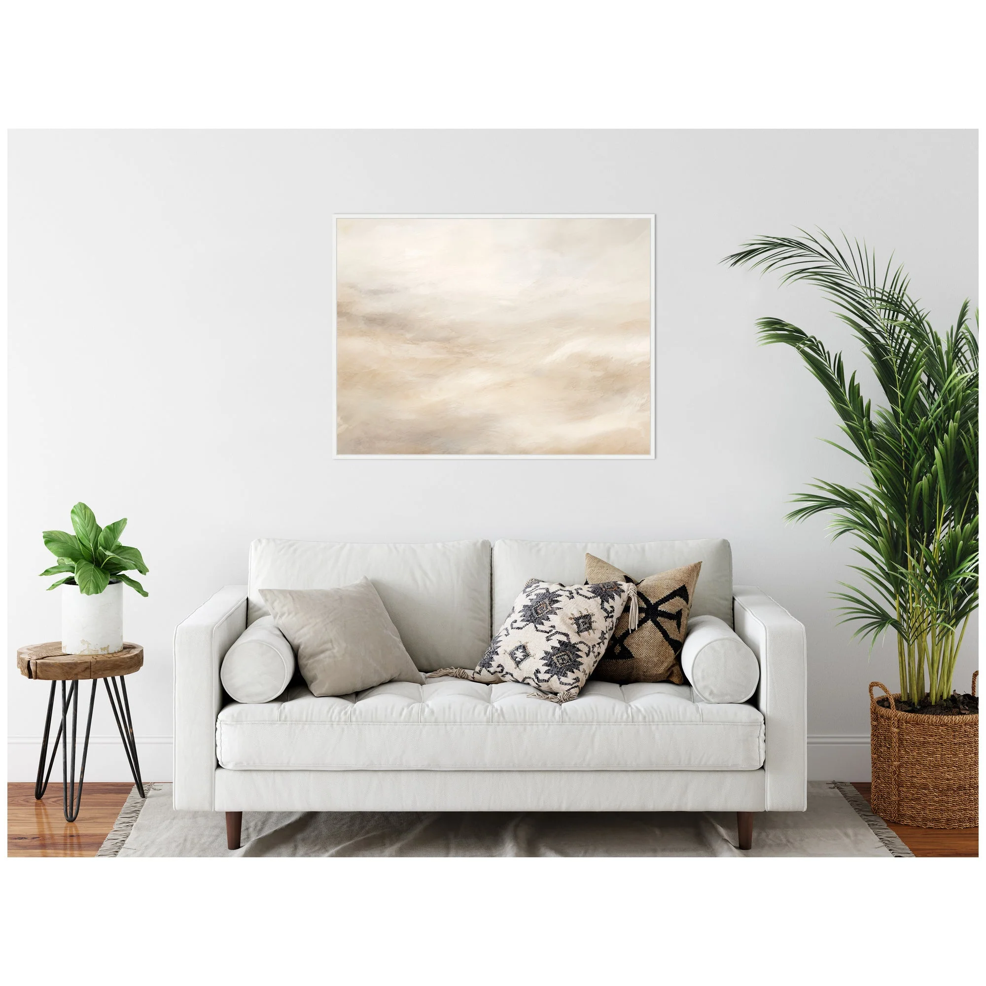 Sylvie Tonal Abstract Textural White and Beige Light Natural Neutrals Horizontal Framed Canvas by The Creative Bunch Studio - Image 10