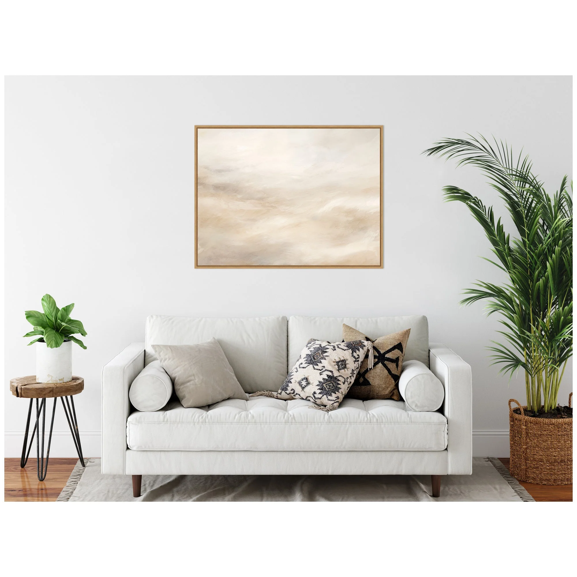 Sylvie Tonal Abstract Textural White and Beige Light Natural Neutrals Horizontal Framed Canvas by The Creative Bunch Studio - Image 8
