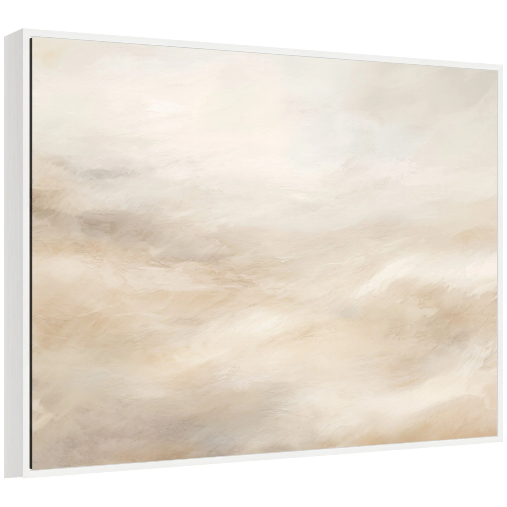 Sylvie Tonal Abstract Textural White and Beige Light Natural Neutrals Horizontal Framed Canvas by The Creative Bunch Studio - Image 9