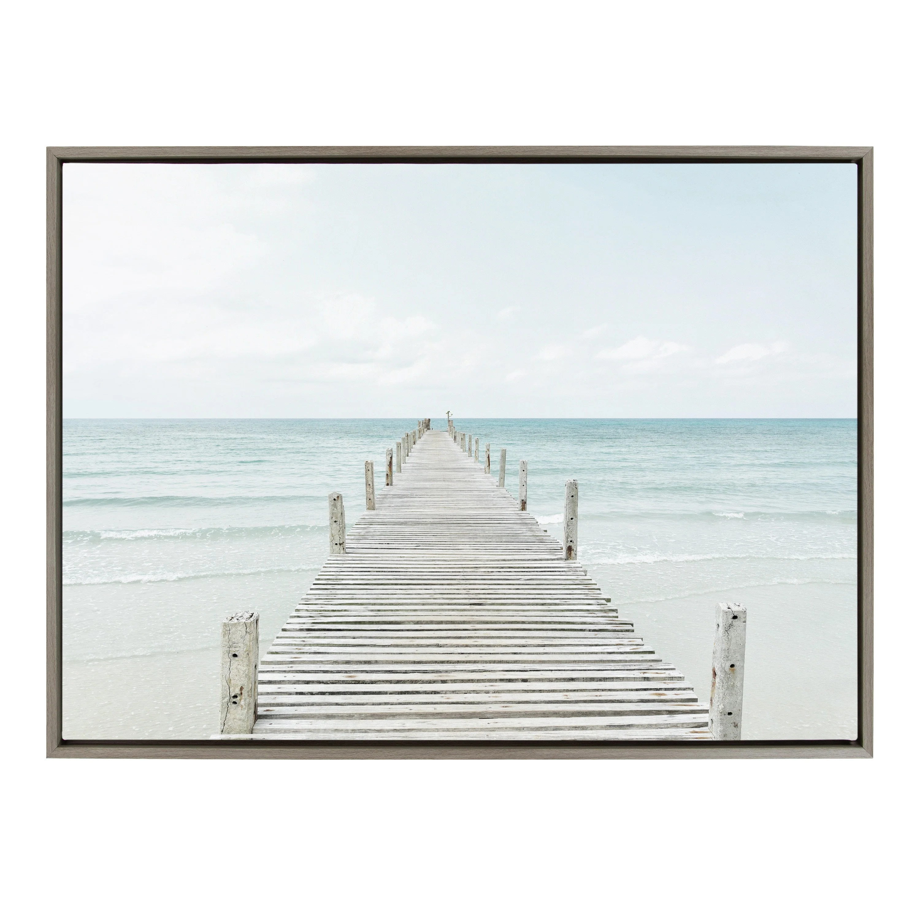 Sylvie Wooden Pier on Beach Framed Canvas by Amy Peterson Art Studio - Image 9