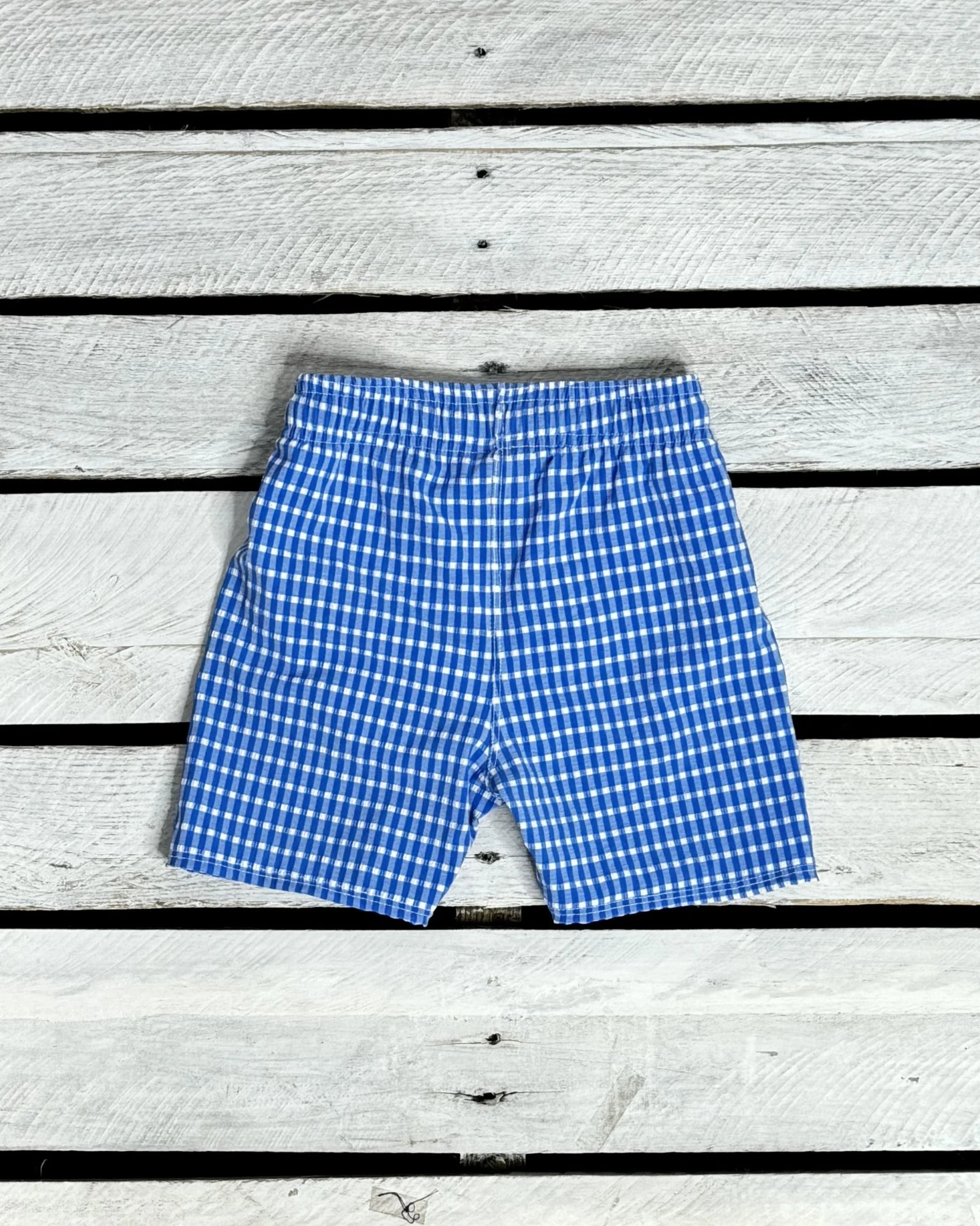 UPF 50 Textured Gingham Boys Lined Swim Trunks - Image 3