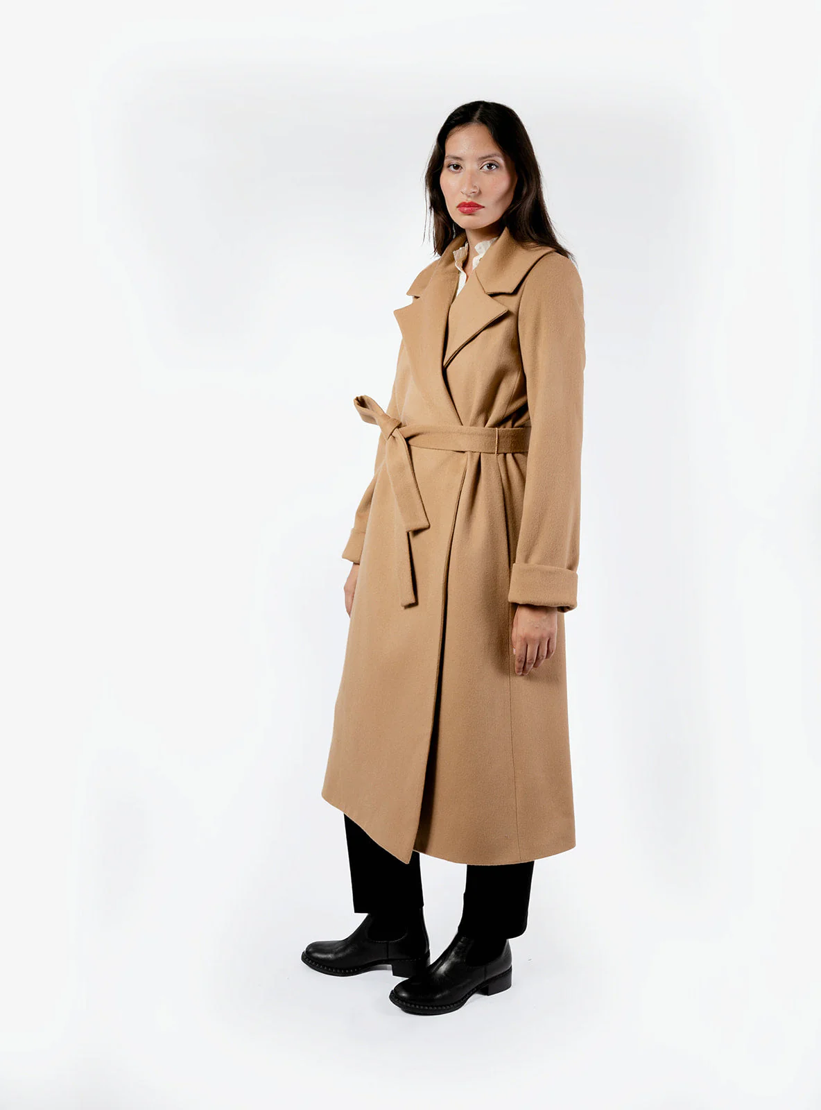 The Dearborn Long Wool Trench Overcoat - Camel - Image 3