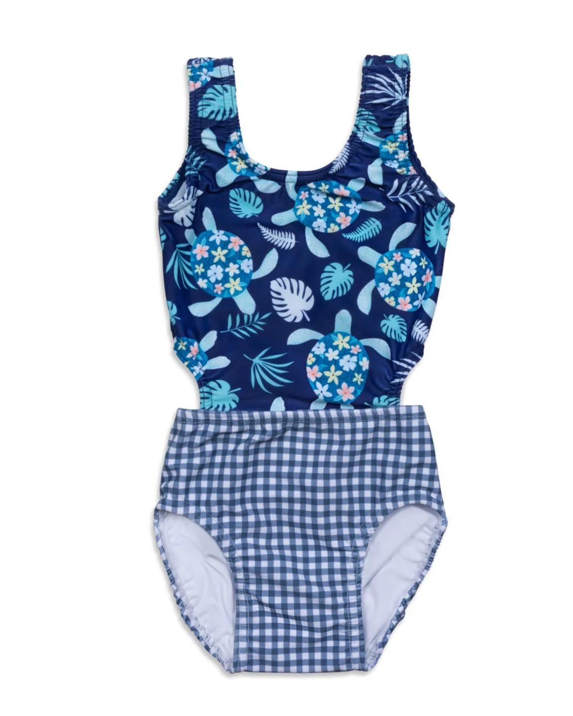 Girls Turtley Cute UPF 50 Cutout Swimsuit with Bow - Image 2