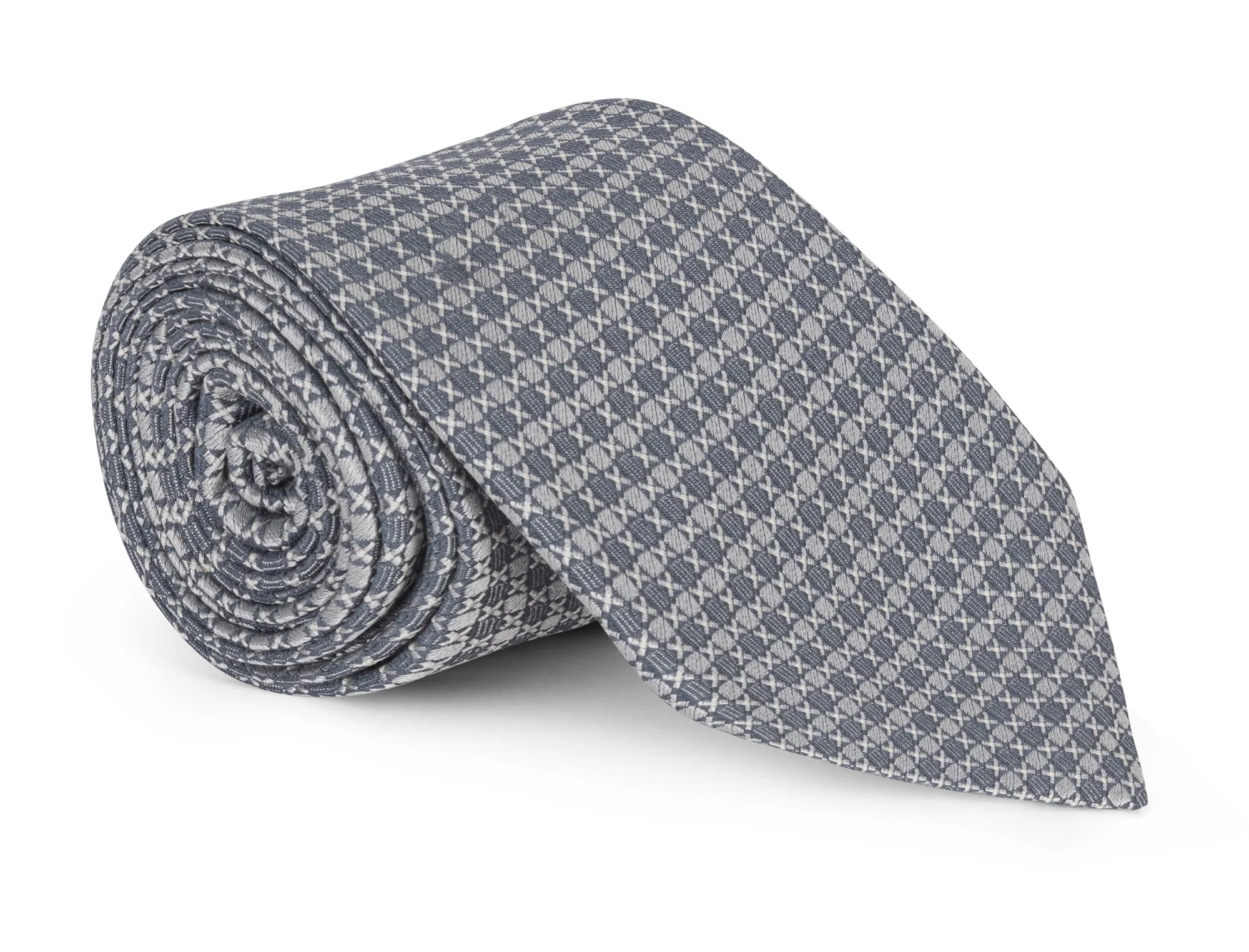 Handmade Yates Silver Semi Solid Tie - Silk