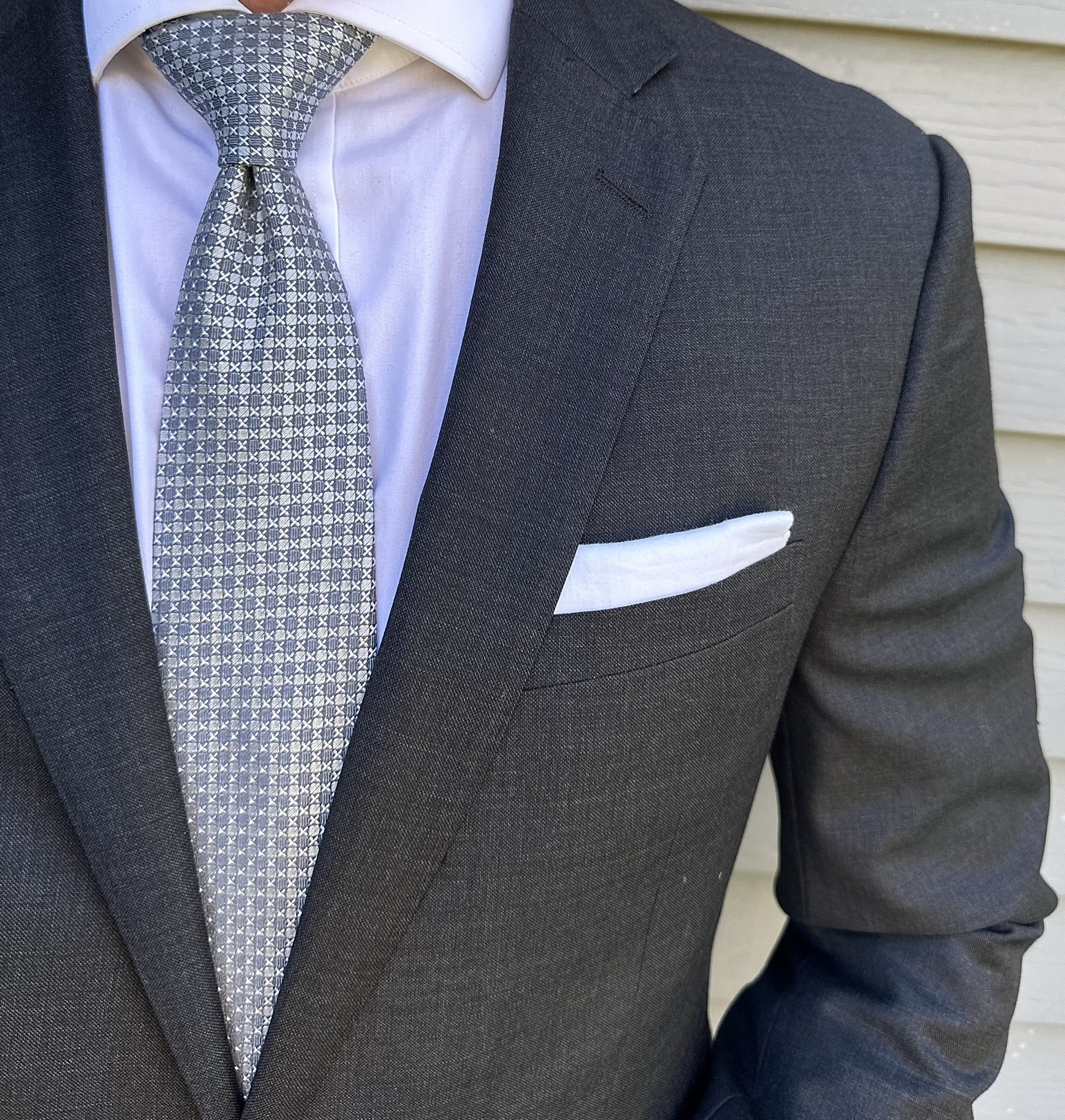 Handmade Yates Silver Semi Solid Tie - Silk - Image 2